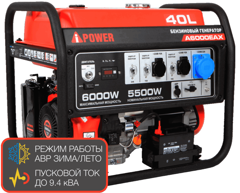 Портативный бензиновый генератор A-iPower A6000EAX